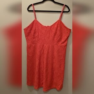 Coral Lace Sleeveless Dress